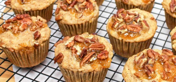 Apricot Jam and Banana Oatmeal Muffins with Pecans