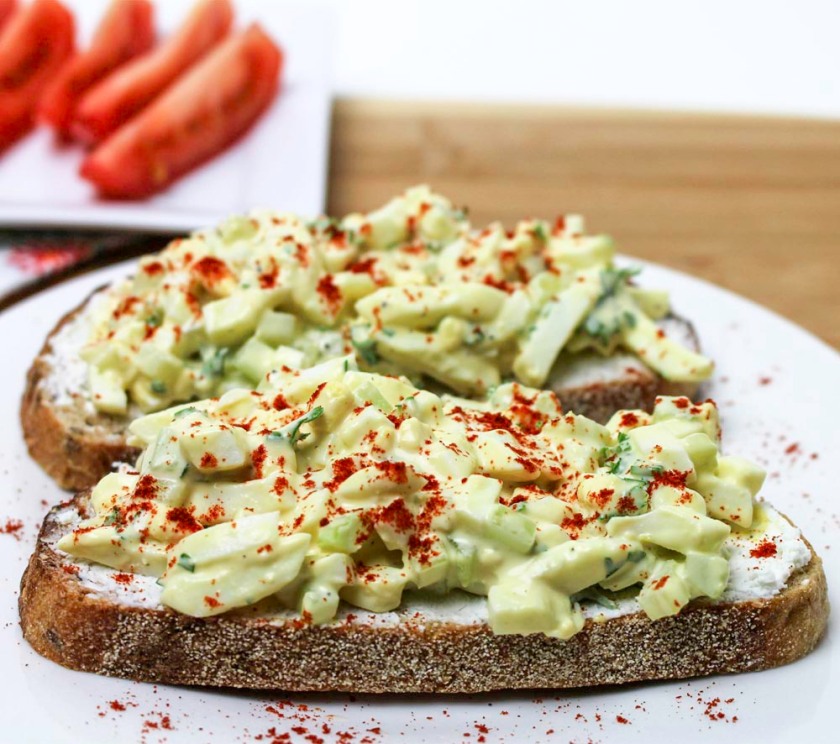 Crunchy Egg Salad with Goat Cheese Toast