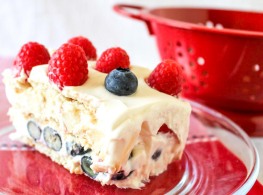 Red Raspberry, White Nectarine and Blueberry Icebox Cake