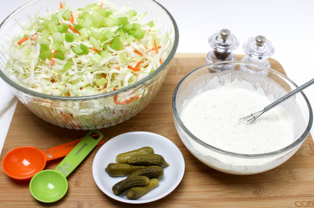 Simple Cabbage Coleslaw With A Healthy Yogurt Dressing