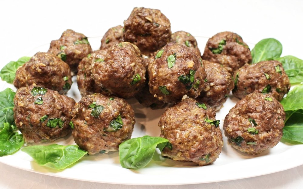 Baked Ground Beef Spinach Meatballs